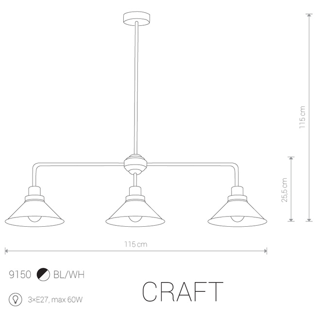 Pakabinamas šviestuvas CRAFT 3